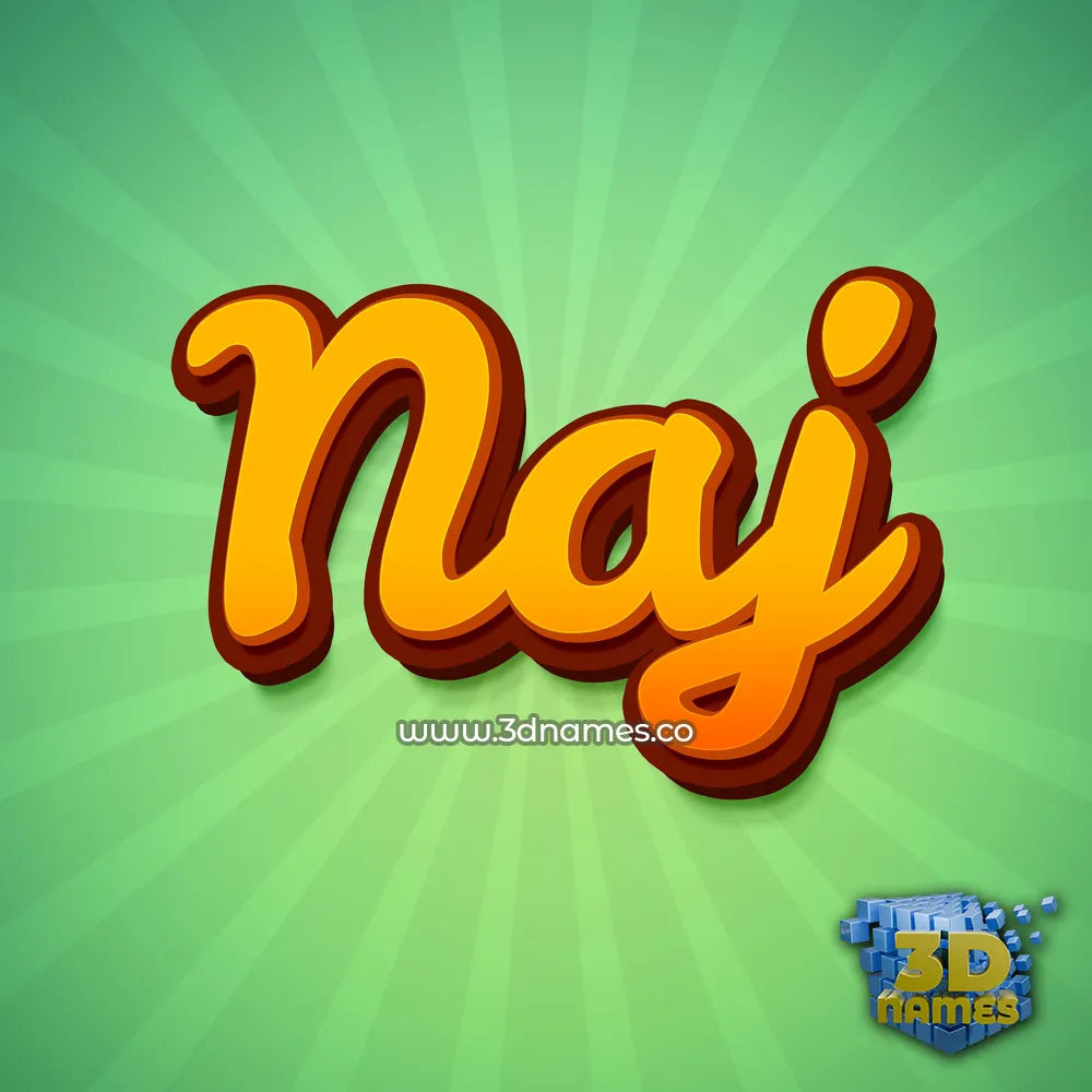 naj in Green Rays style - 3D name wallpaper