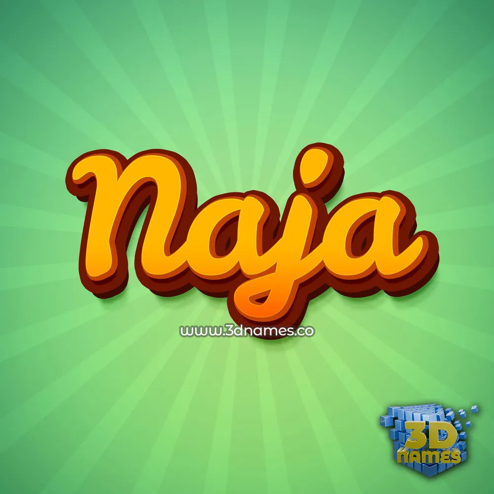 naja in Green Rays style - 3D name wallpaper
