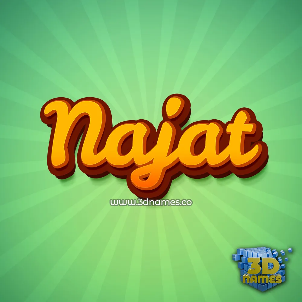 najat in Green Rays style - 3D name wallpaper