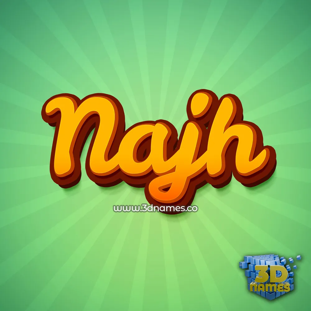 najh in Green Rays style - 3D name wallpaper