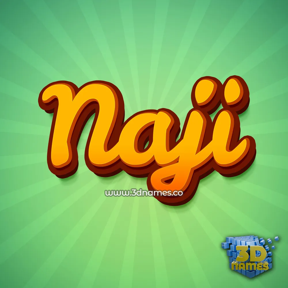 naji in Green Rays style - 3D name wallpaper