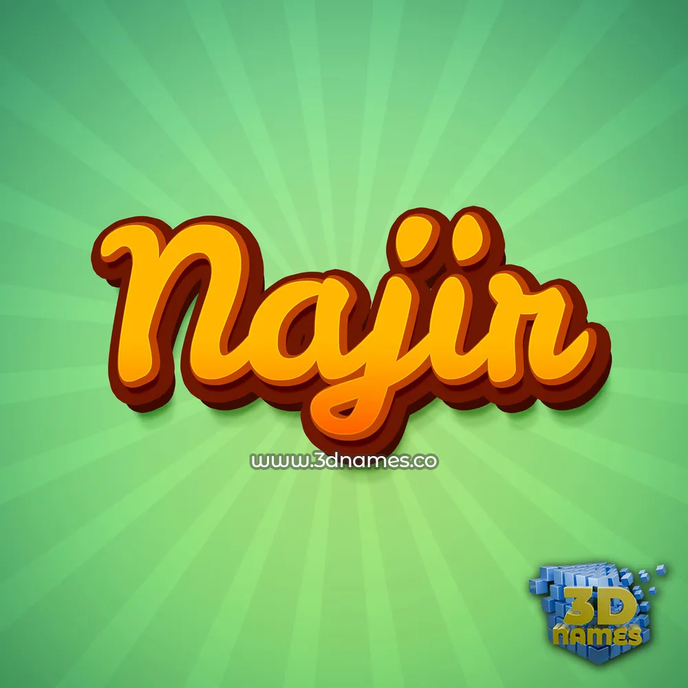 najir in Green Rays style - 3D name wallpaper