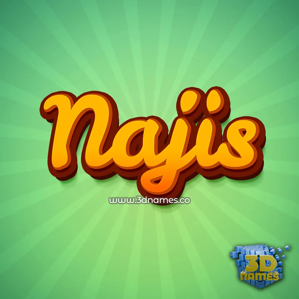 najis in Green Rays style - 3D name wallpaper