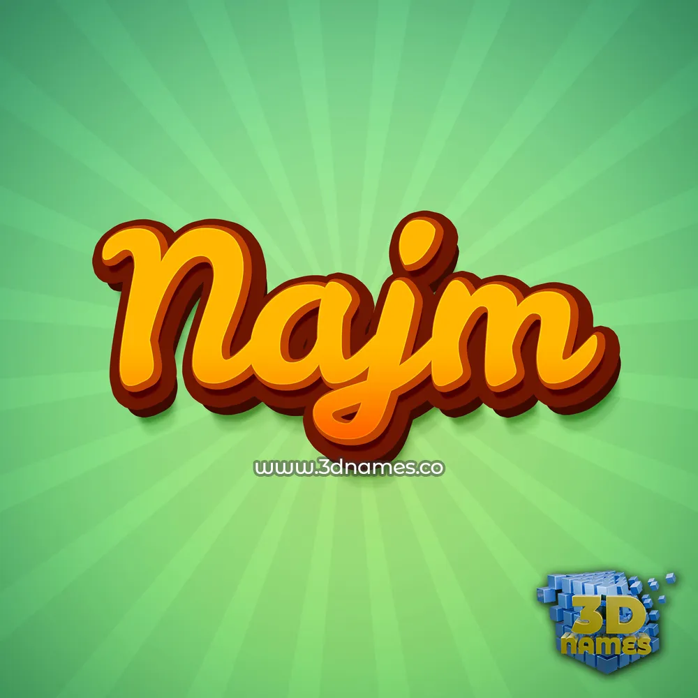 najm in Green Rays style - 3D name wallpaper