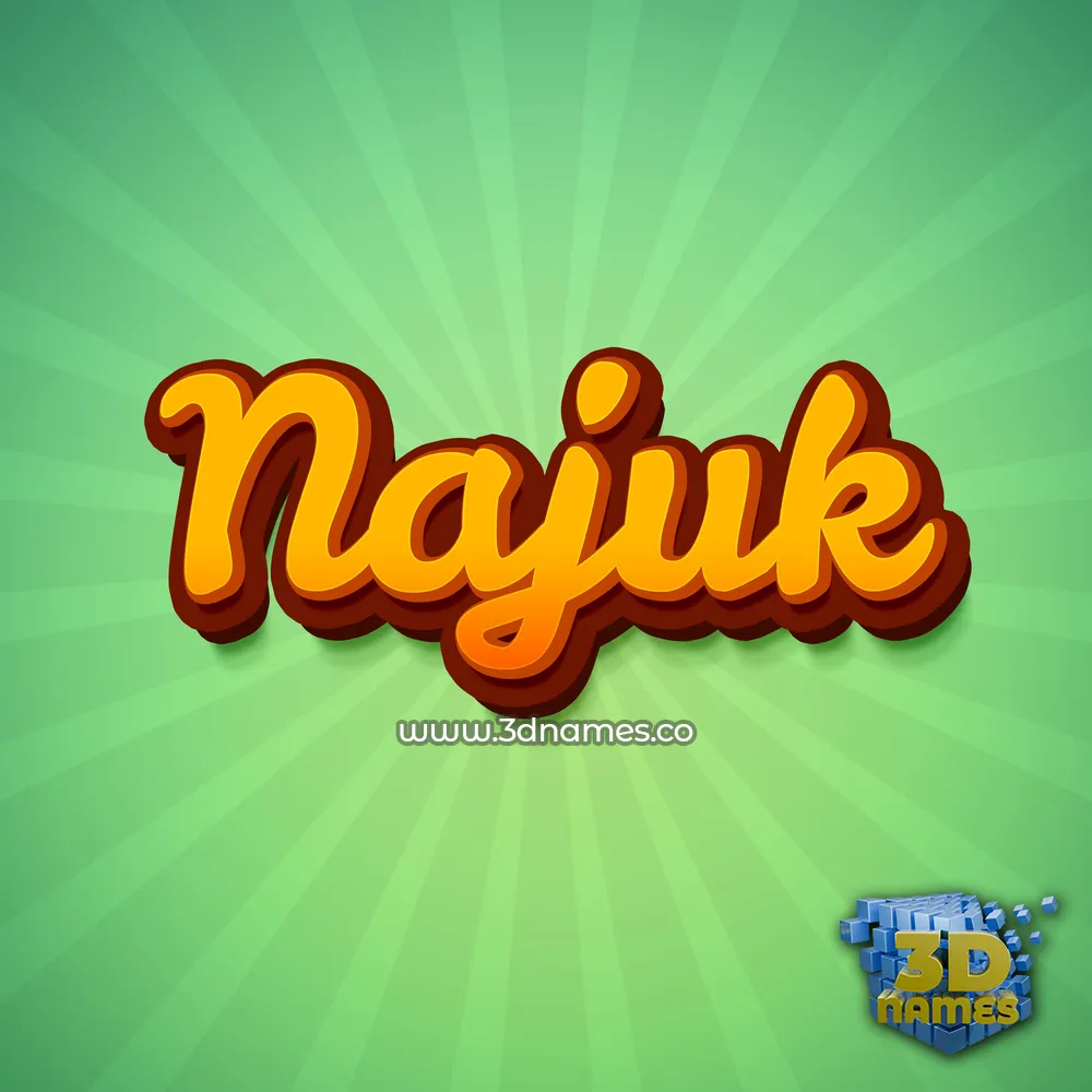 najuk in Green Rays style - 3D name wallpaper