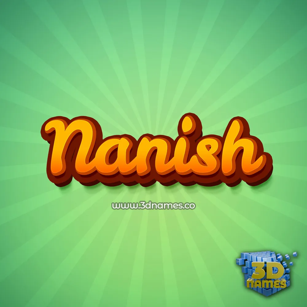 nanish in Green Rays style - 3D name wallpaper