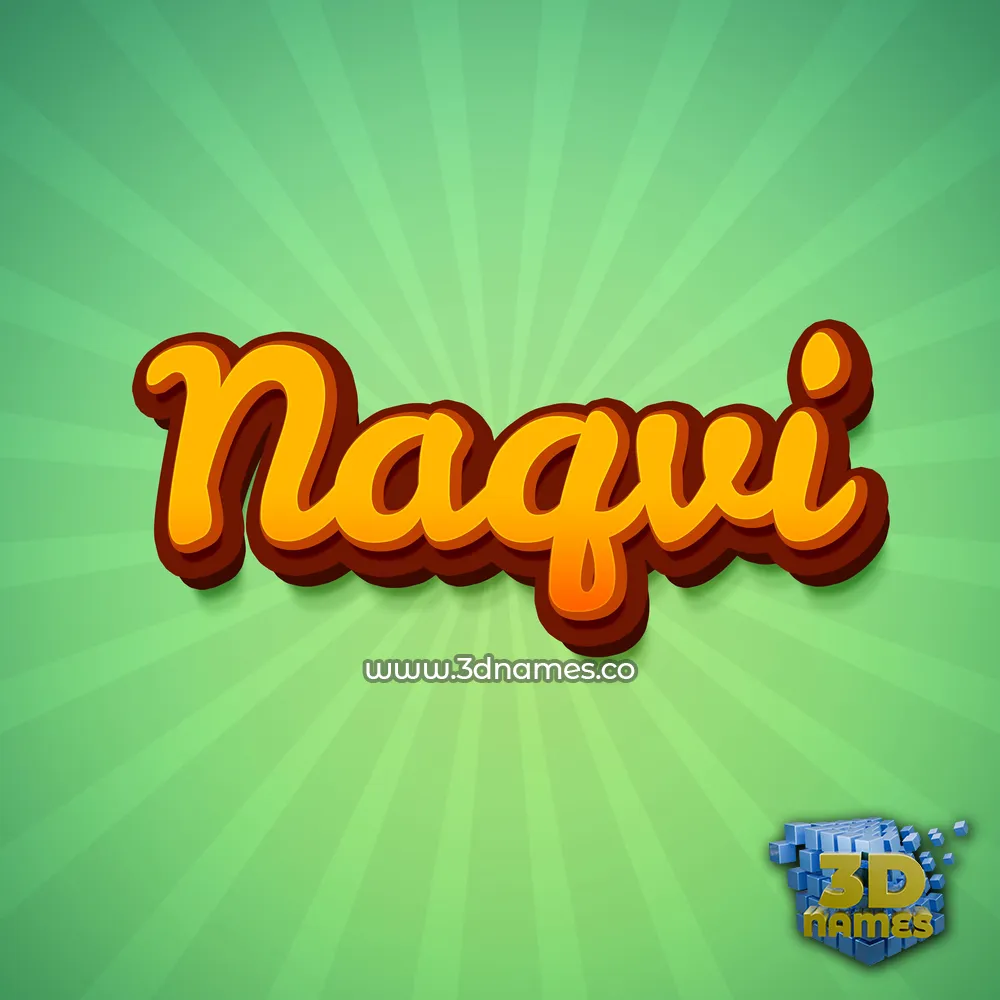 naqvi in Green Rays style - 3D name wallpaper
