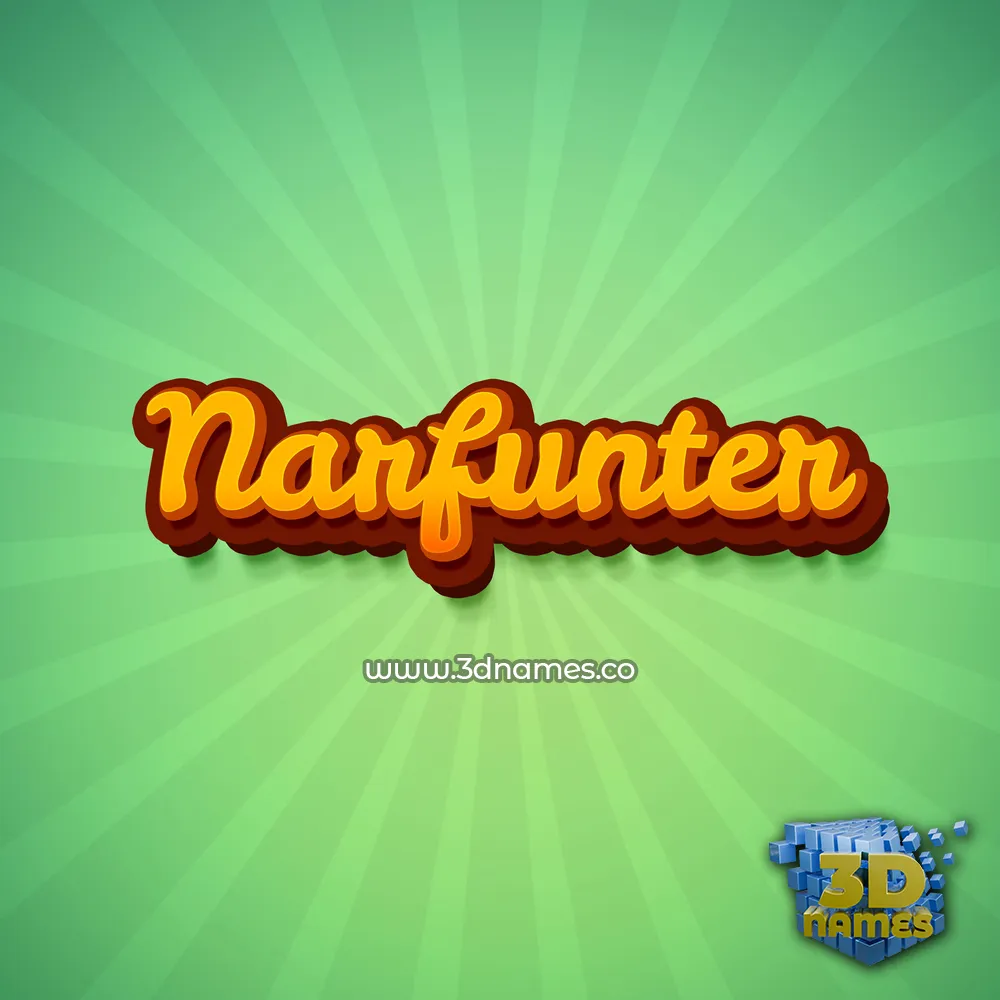 narfunter in Green Rays style - 3D name wallpaper