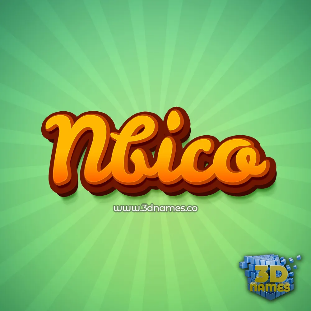 nbico in Green Rays style - 3D name wallpaper