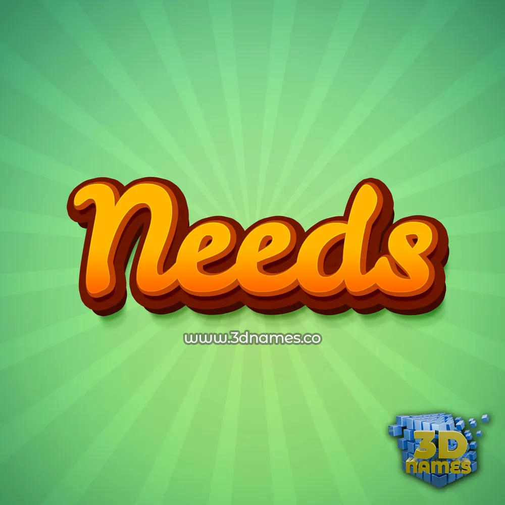 needs in Green Rays style - 3D name wallpaper