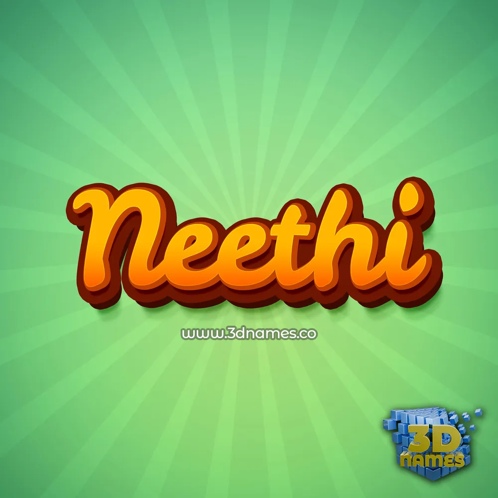 neethi in Green Rays style - 3D name wallpaper