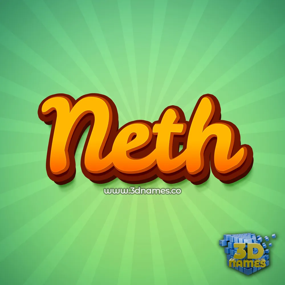neth in Green Rays style - 3D name wallpaper