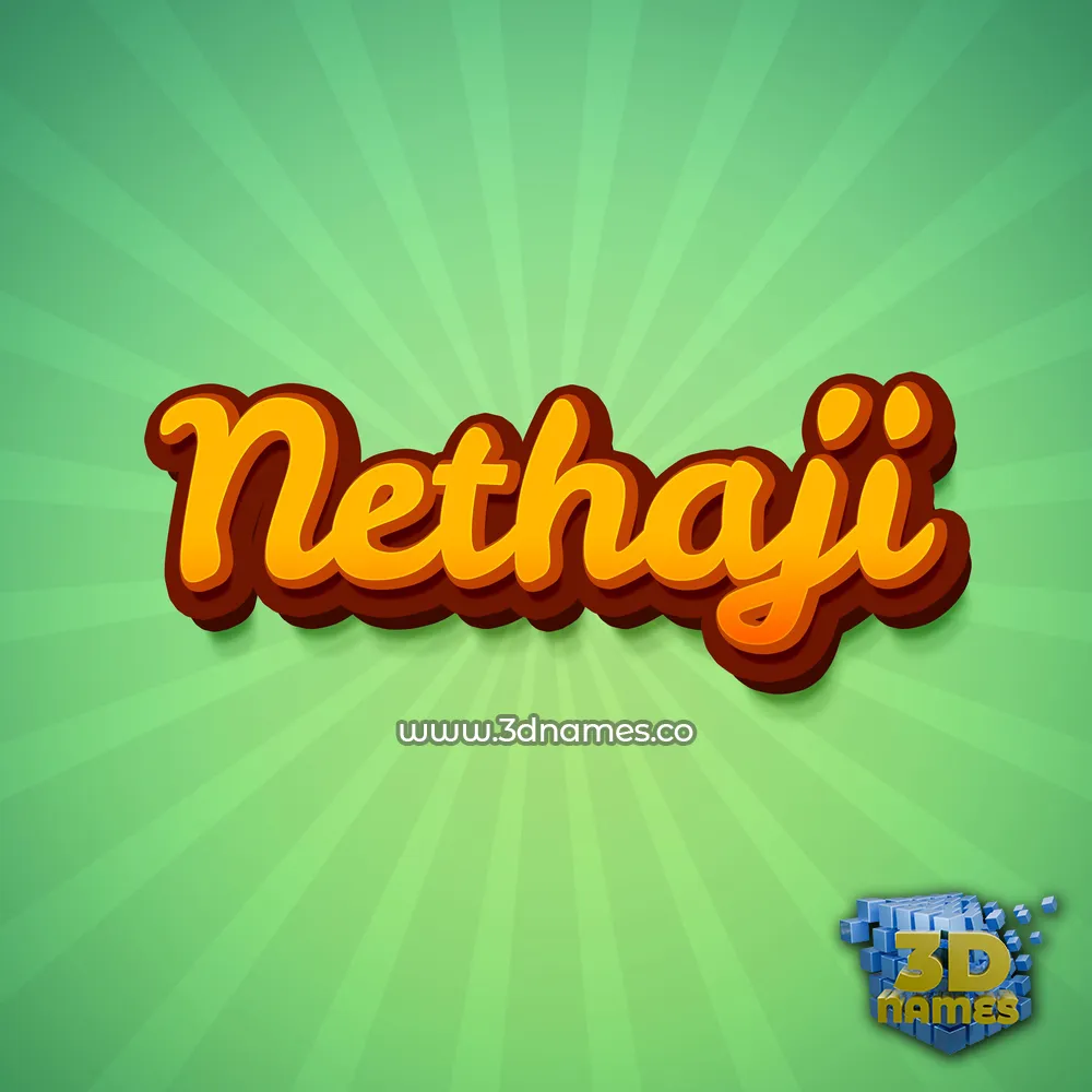 nethaji in Green Rays style - 3D name wallpaper