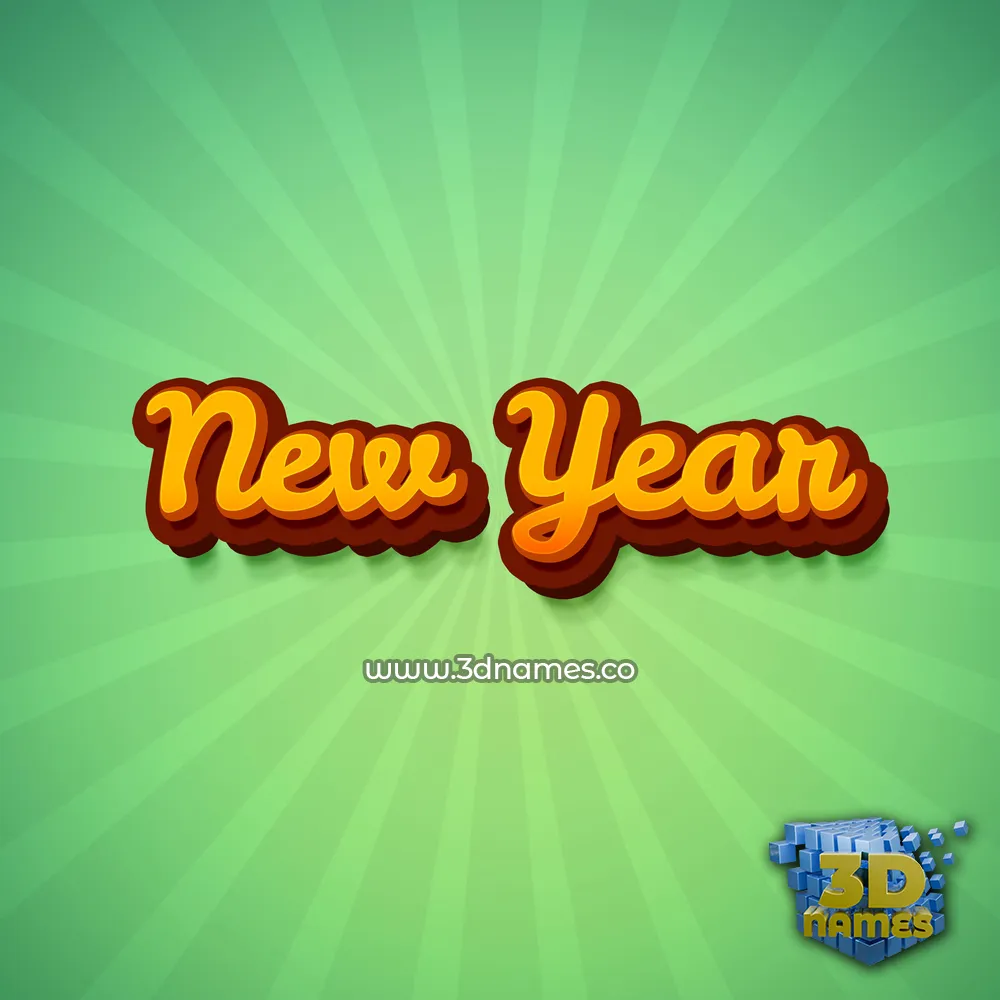 new year in Green Rays style - 3D name wallpaper