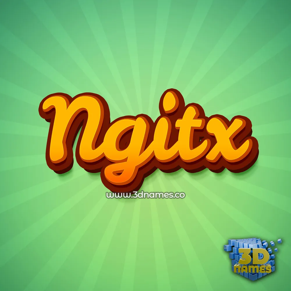 ngitx in Green Rays style - 3D name wallpaper