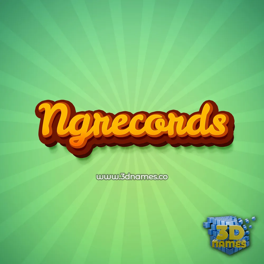 ngrecords in Green Rays style - 3D name wallpaper