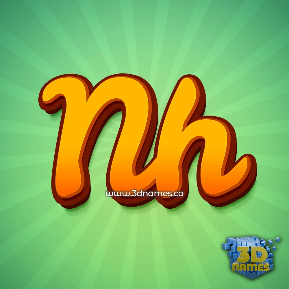 nh in Green Rays style - 3D name wallpaper