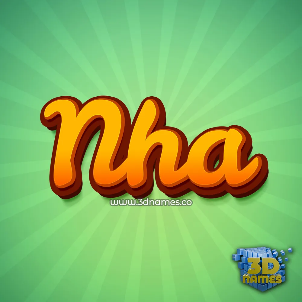 nha in Green Rays style - 3D name wallpaper
