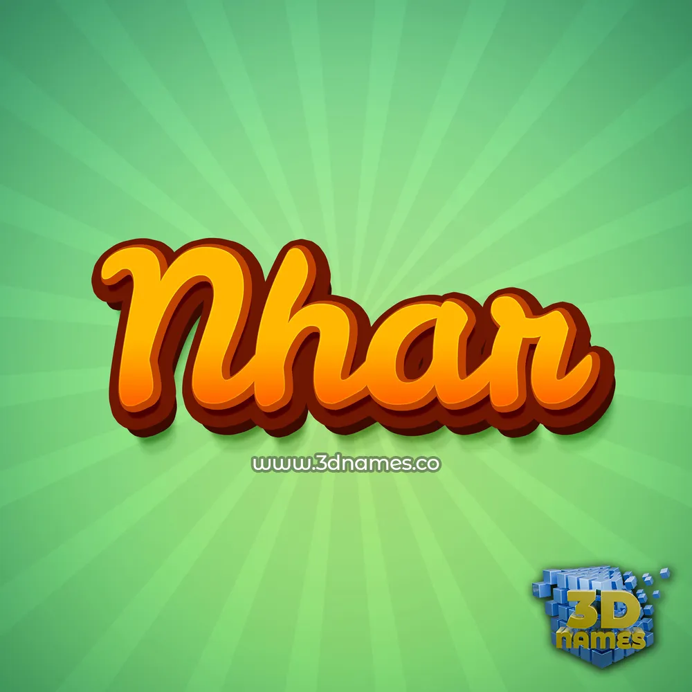 nhar in Green Rays style - 3D name wallpaper