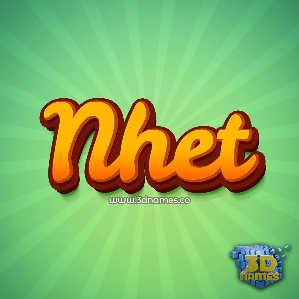 nhet in Green Rays style - 3D name wallpaper