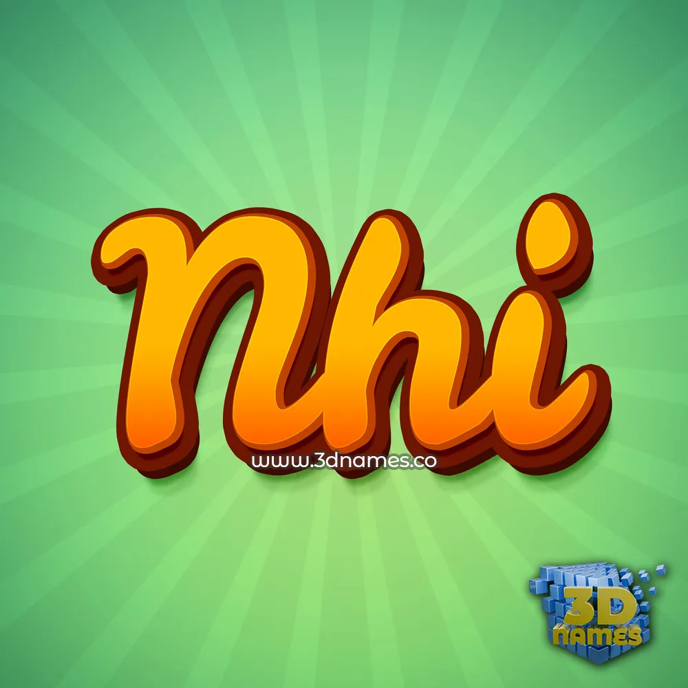 nhi in Green Rays style - 3D name wallpaper
