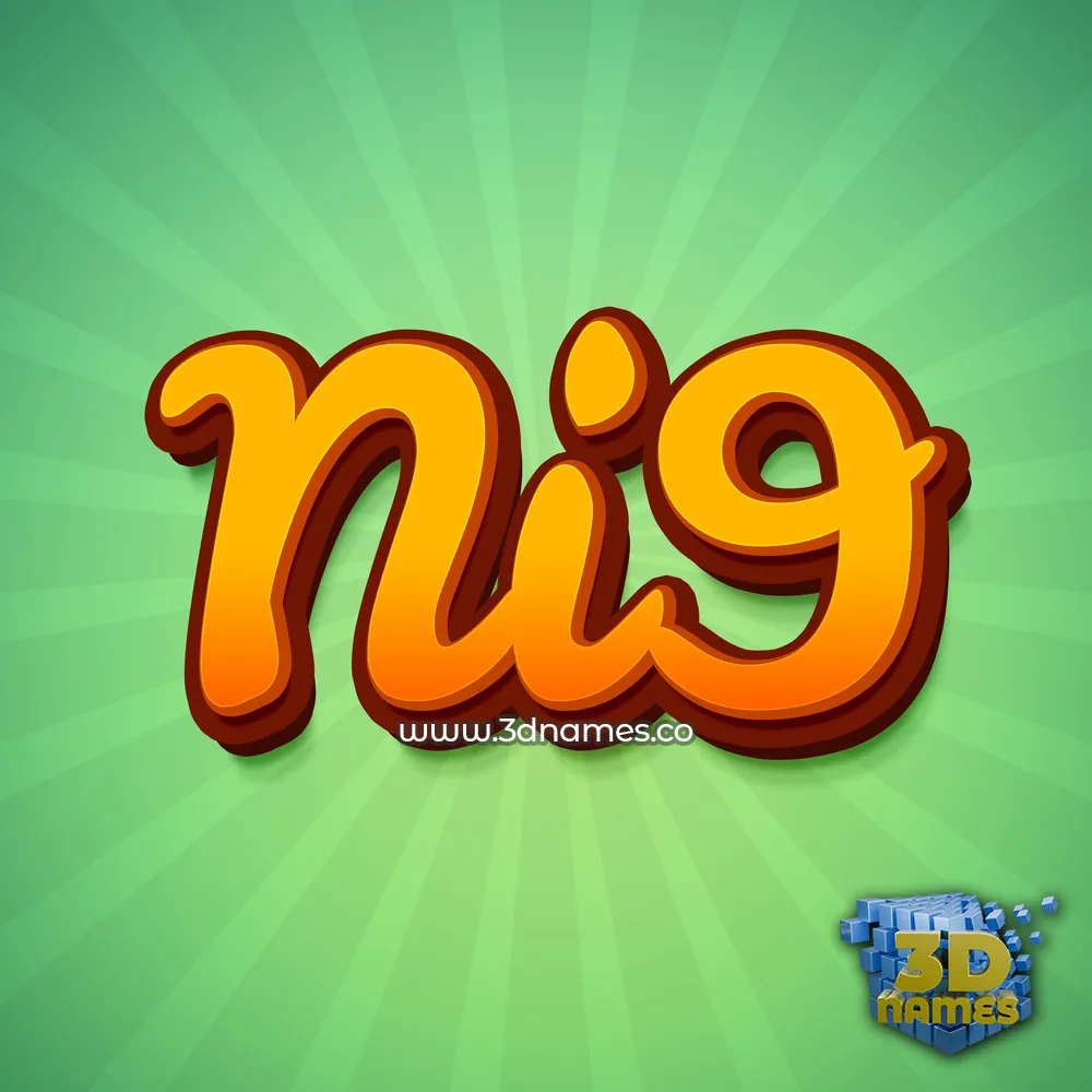 ni9 in Green Rays style - 3D name wallpaper