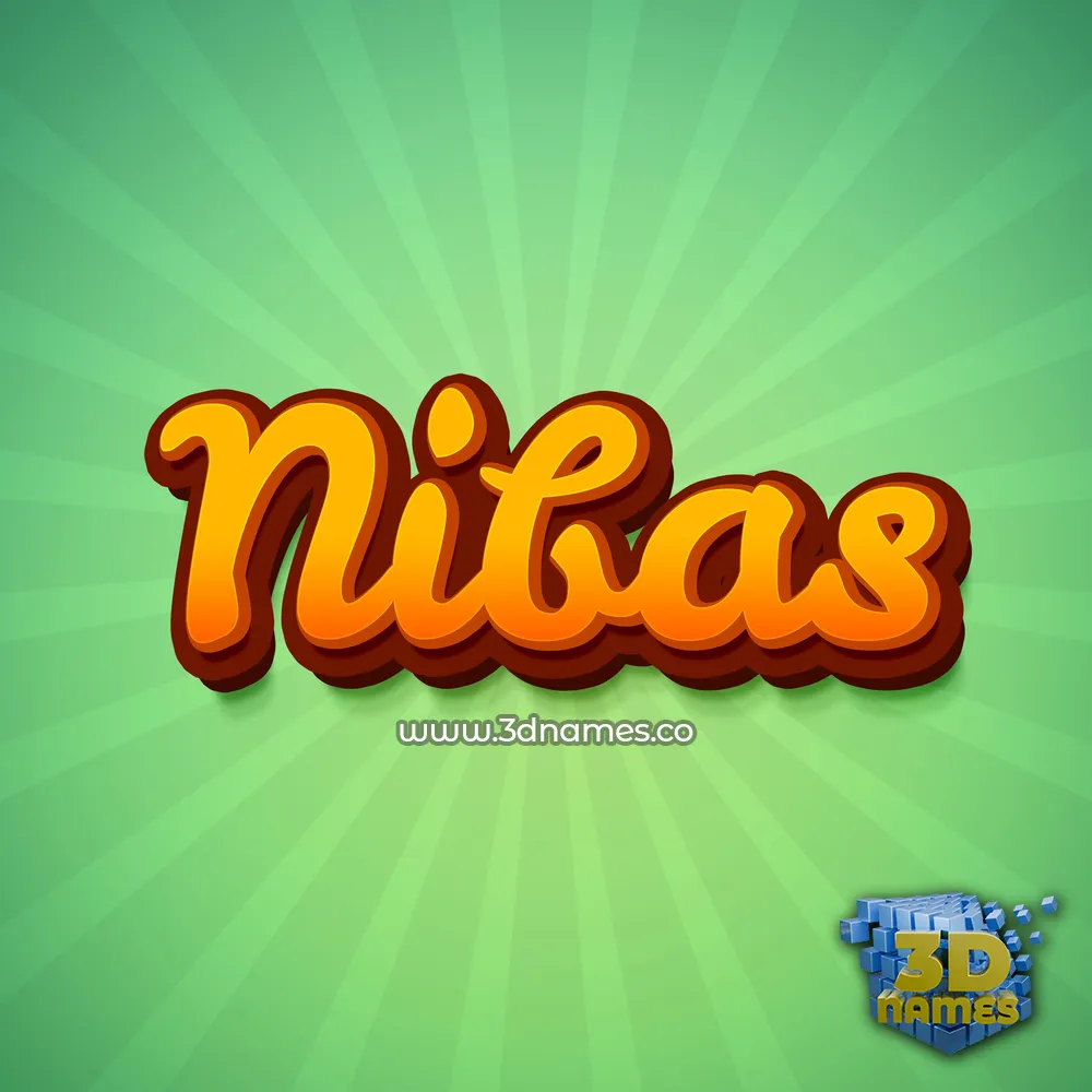 nibas in Green Rays style - 3D name wallpaper