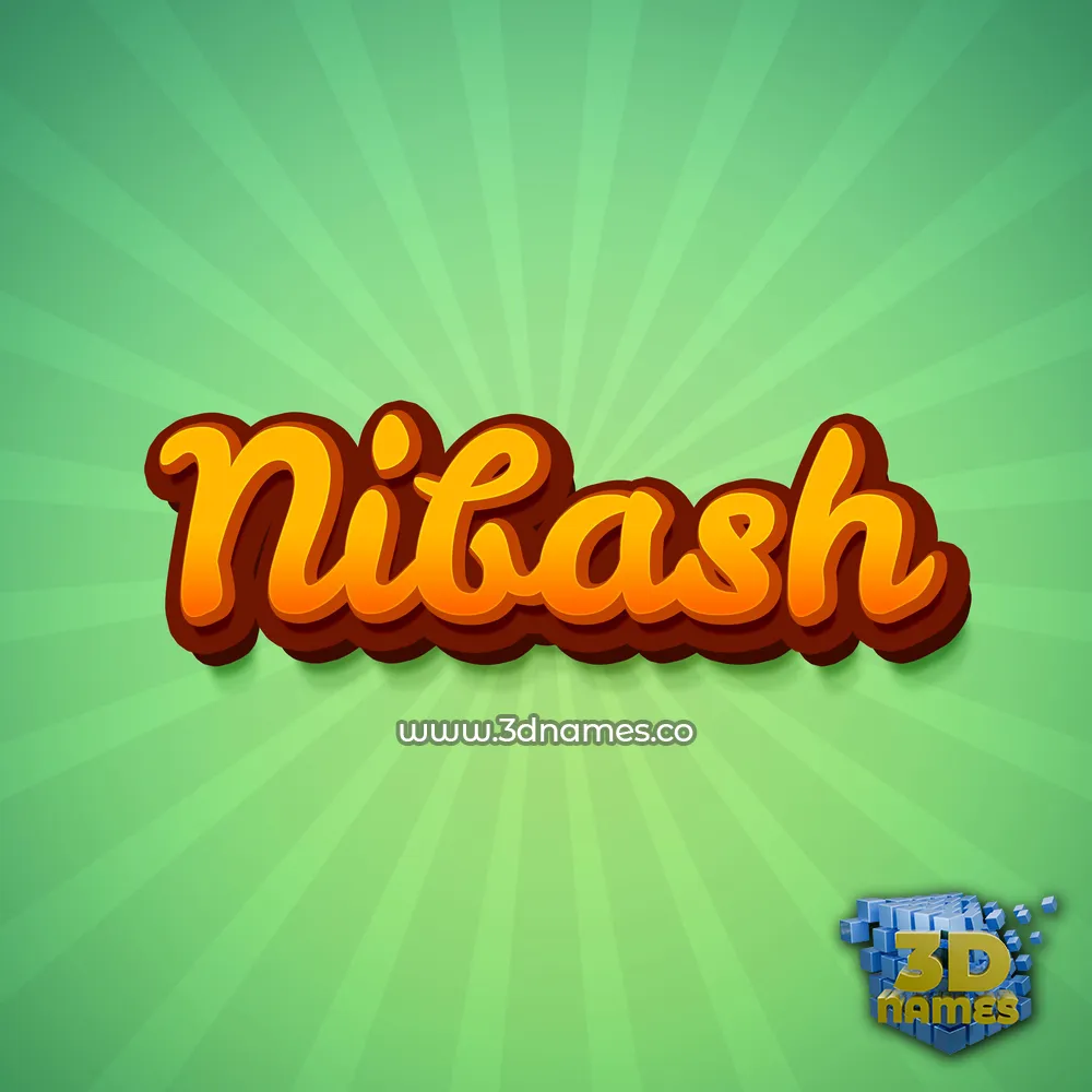 nibash in Green Rays style - 3D name wallpaper