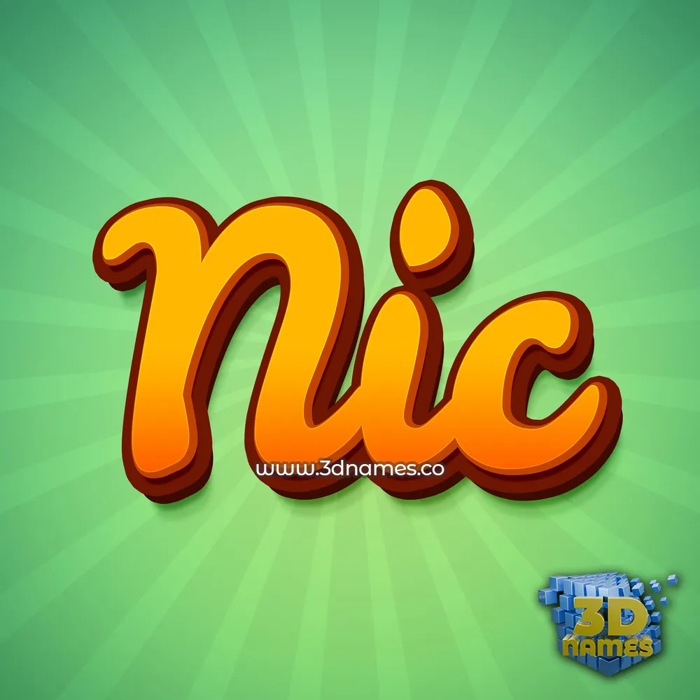 nic in Green Rays style - 3D name wallpaper