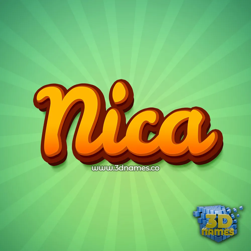 nica in Green Rays style - 3D name wallpaper