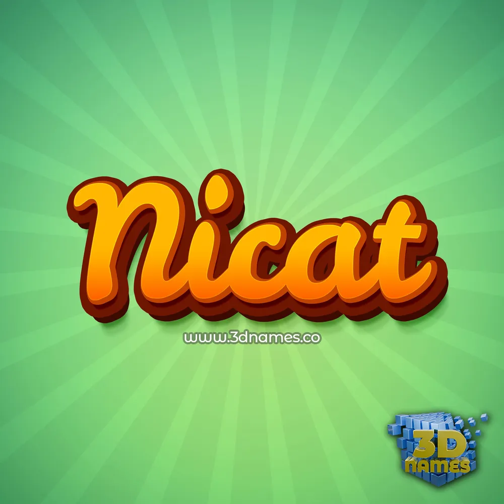 nicat in Green Rays style - 3D name wallpaper