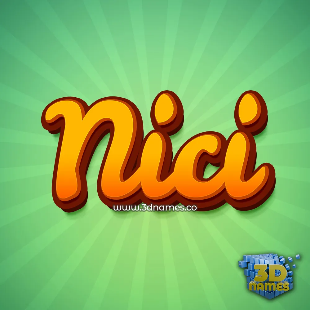 nici in Green Rays style - 3D name wallpaper