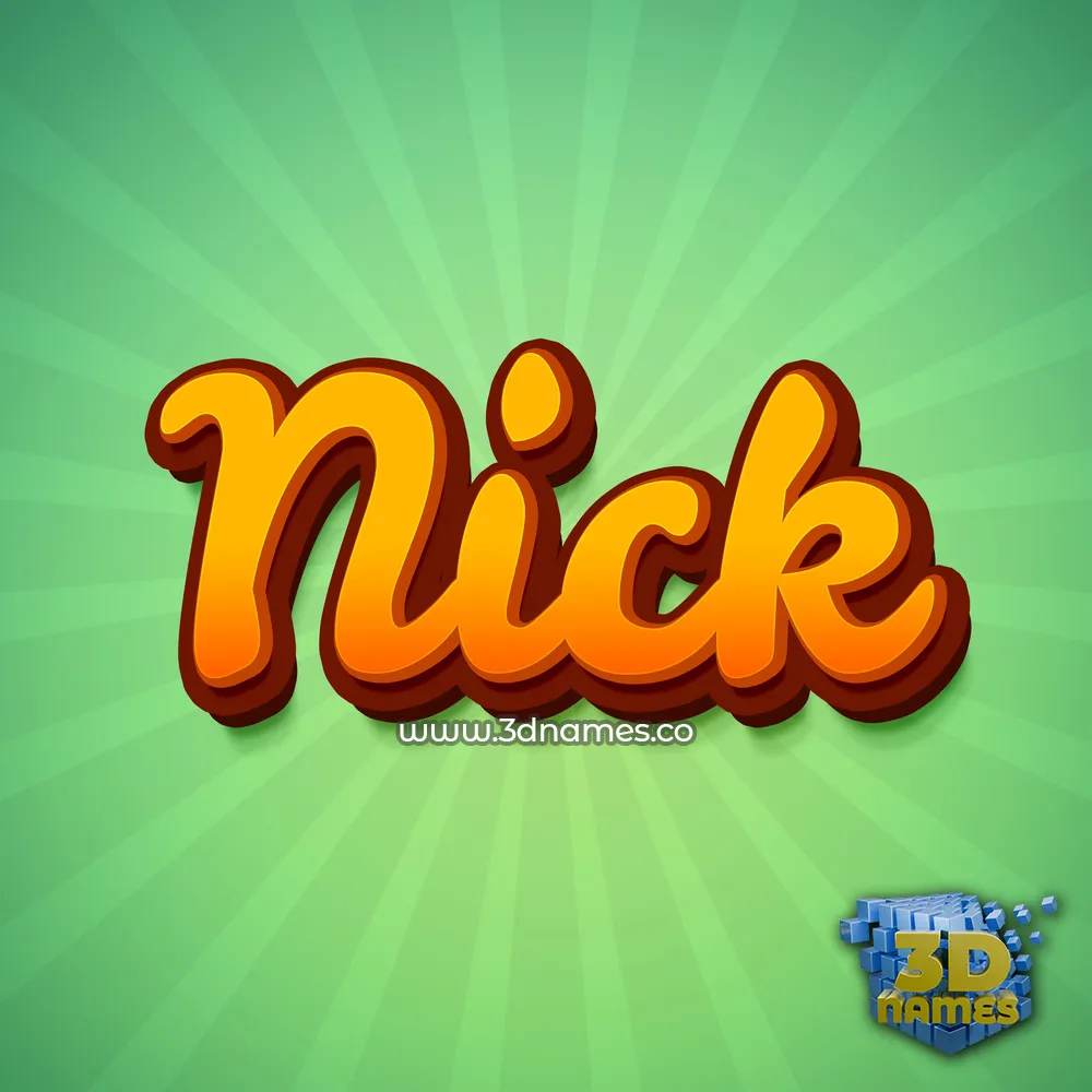 nick in Green Rays style - 3D name wallpaper