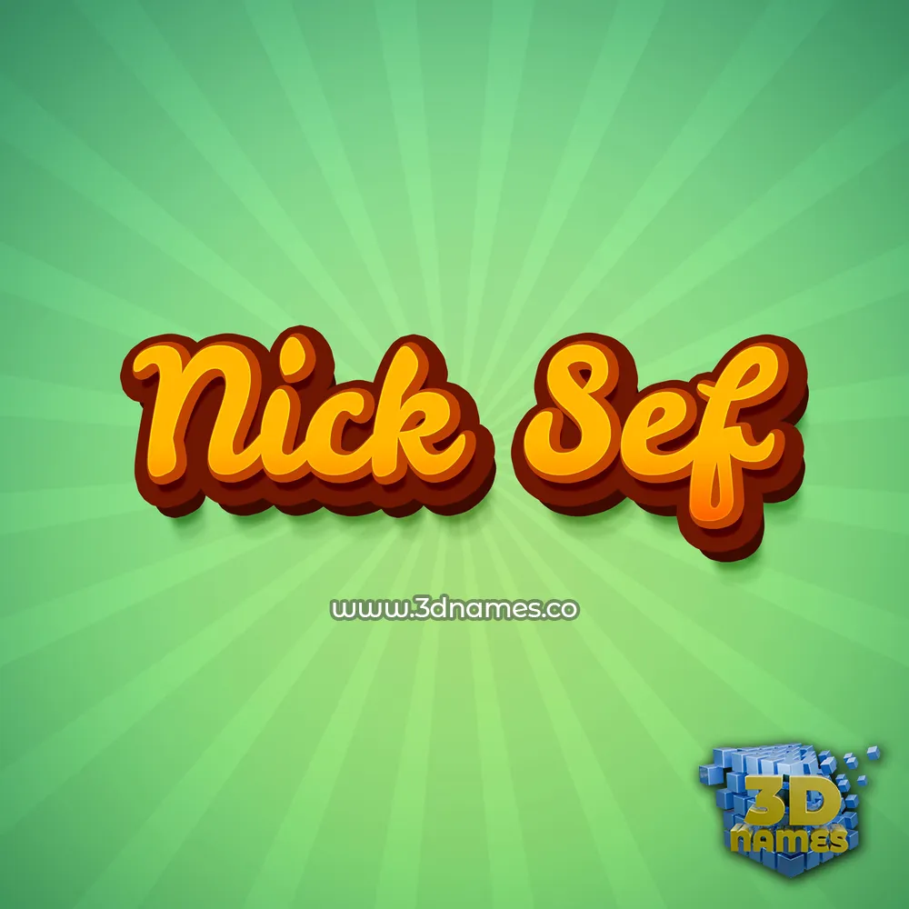 nick sef in Green Rays style - 3D name wallpaper