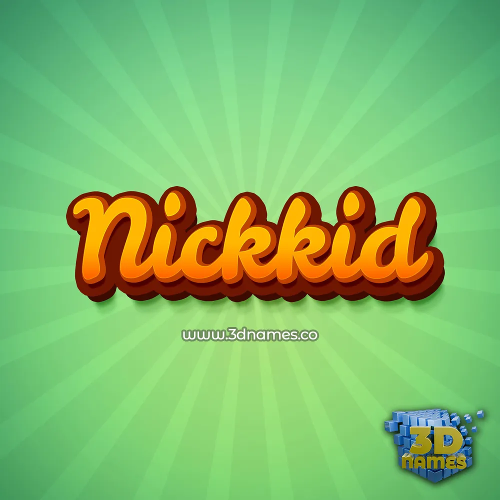 nickkid in Green Rays style - 3D name wallpaper