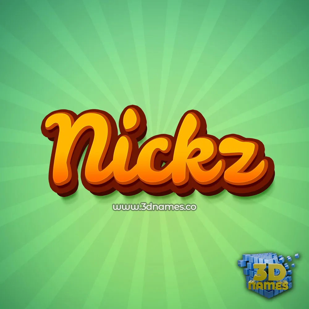 nickz in Green Rays style - 3D name wallpaper