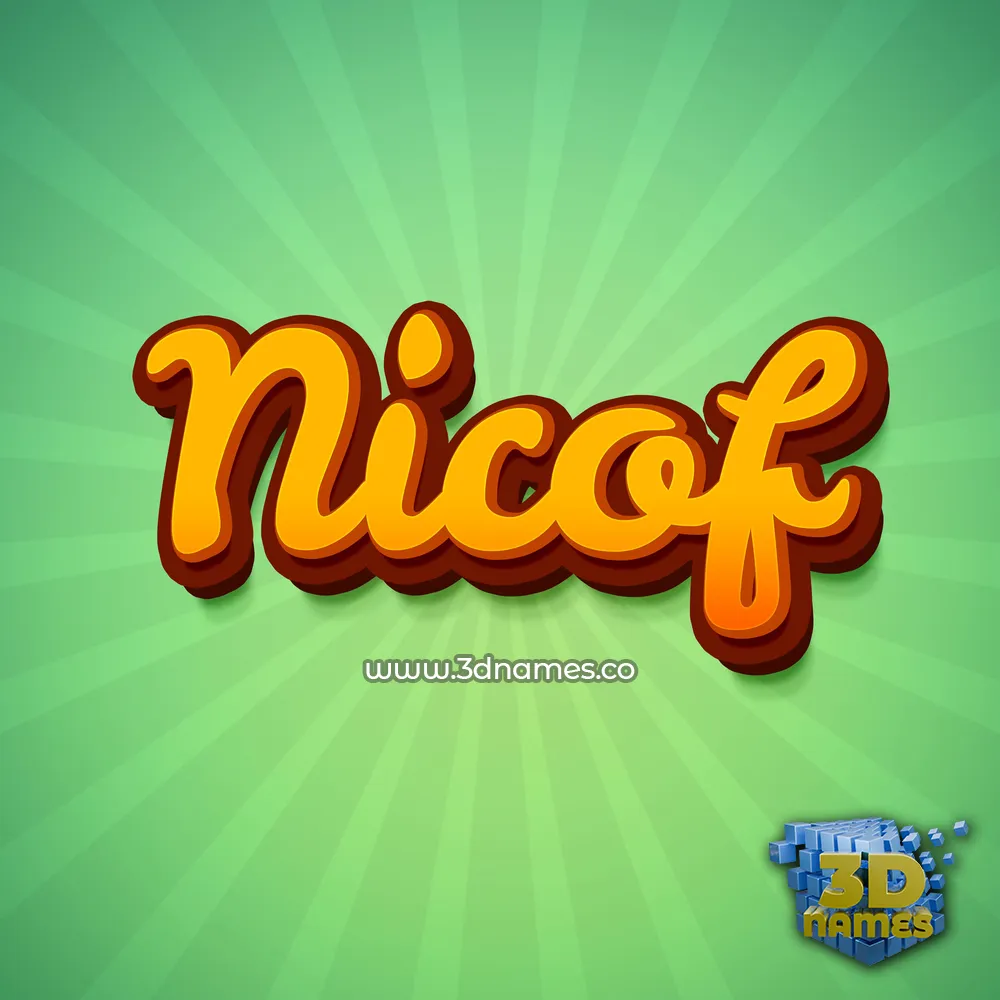 nicof in Green Rays style - 3D name wallpaper