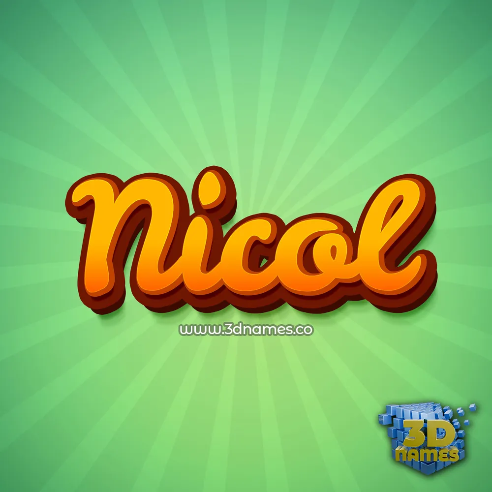 nicol in Green Rays style - 3D name wallpaper