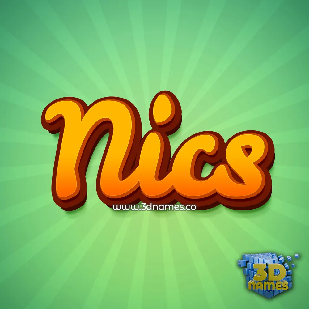 nics in Green Rays style - 3D name wallpaper