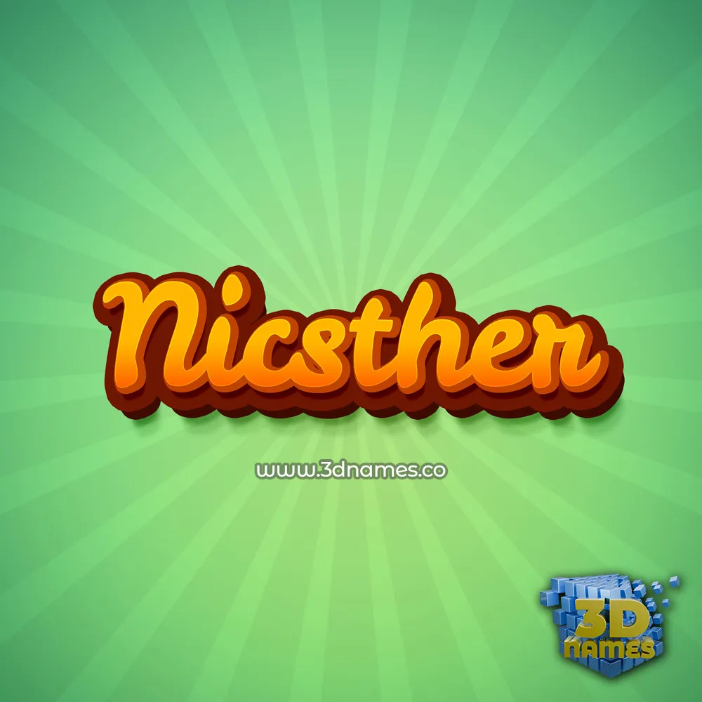 nicsther in Green Rays style - 3D name wallpaper