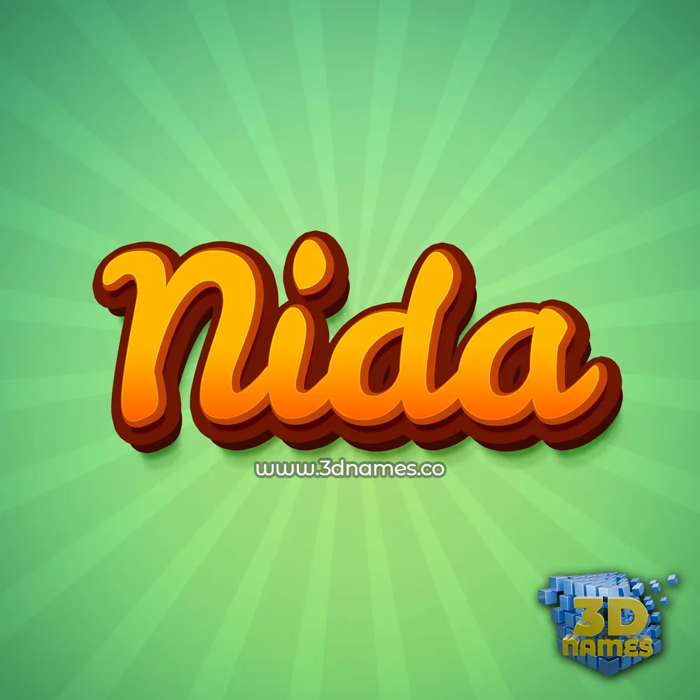 nida in Green Rays style - 3D name wallpaper