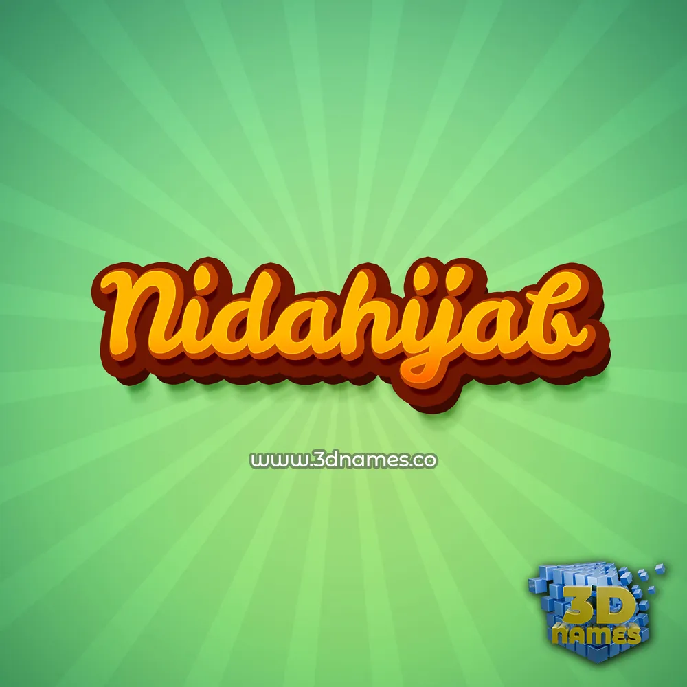 nidahijab in Green Rays style - 3D name wallpaper
