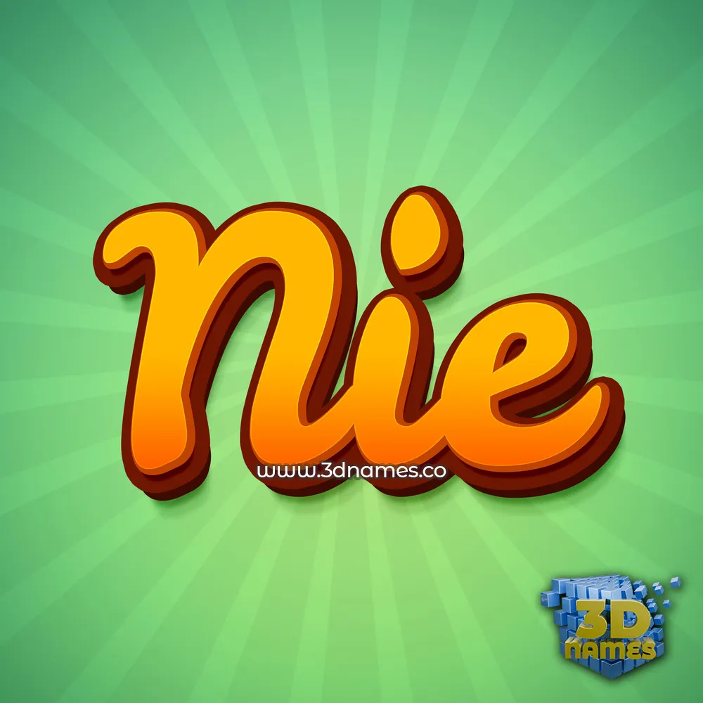 nie in Green Rays style - 3D name wallpaper