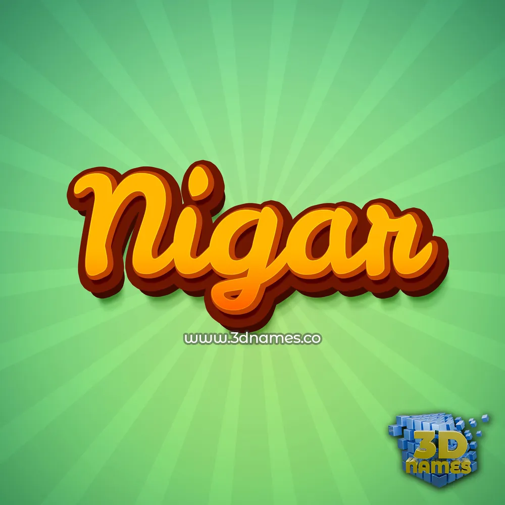 nigar in Green Rays style - 3D name wallpaper