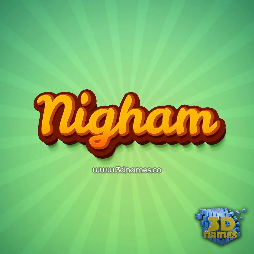 nigham in Green Rays style - 3D name wallpaper
