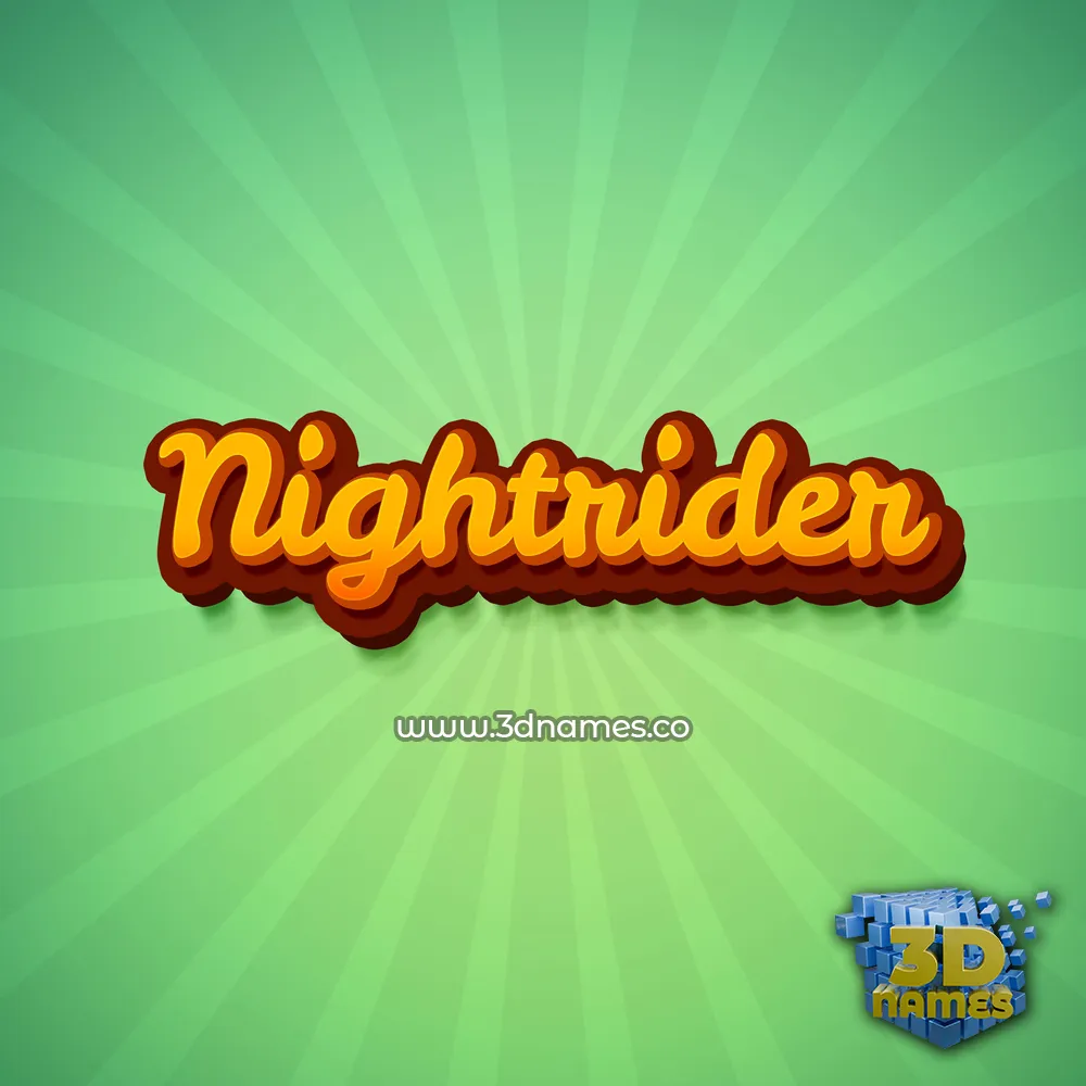 nightrider in Green Rays style - 3D name wallpaper