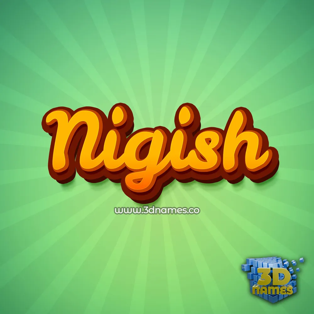 nigish in Green Rays style - 3D name wallpaper