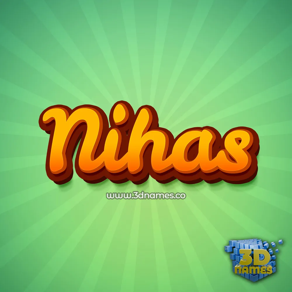nihas in Green Rays style - 3D name wallpaper