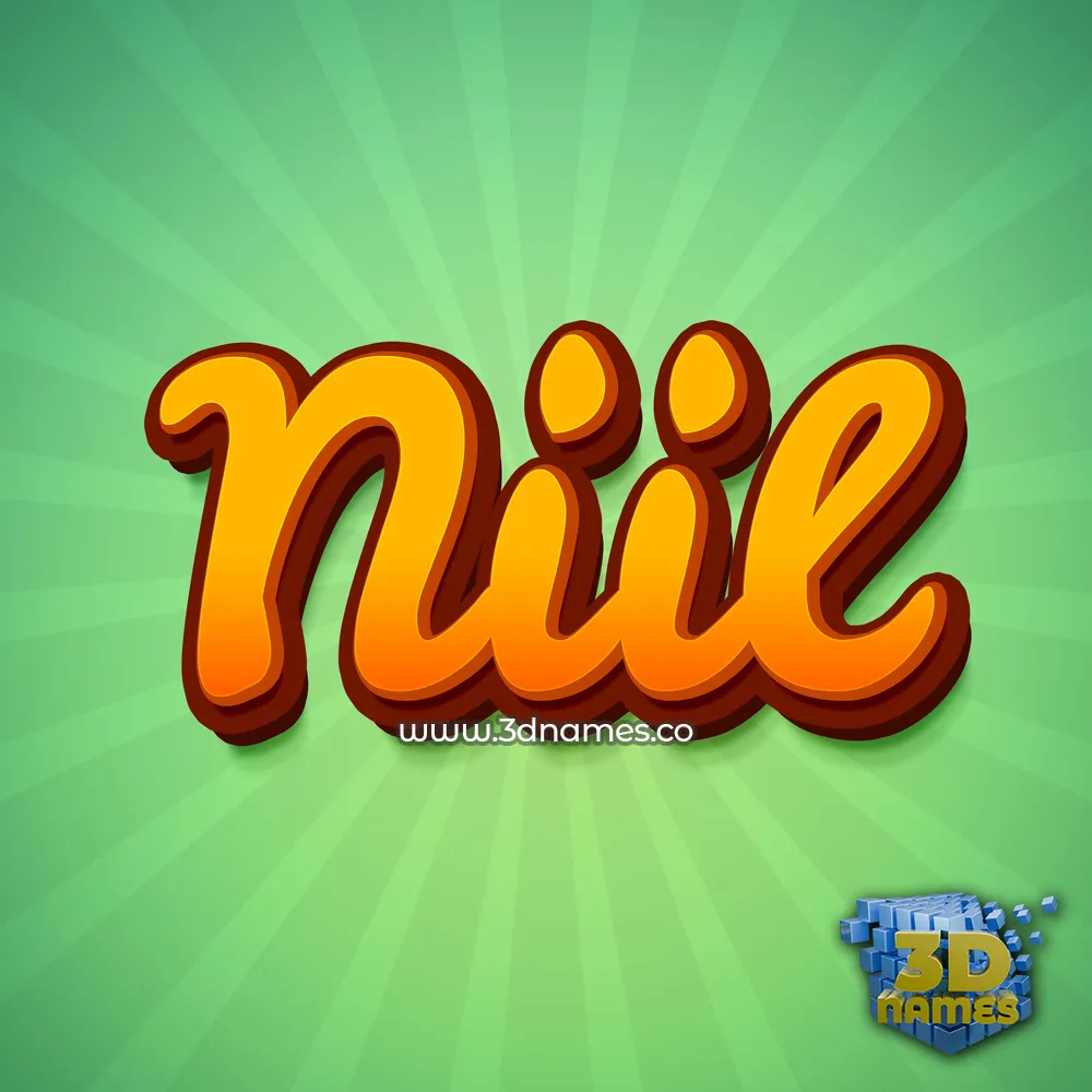 niil in Green Rays style - 3D name wallpaper
