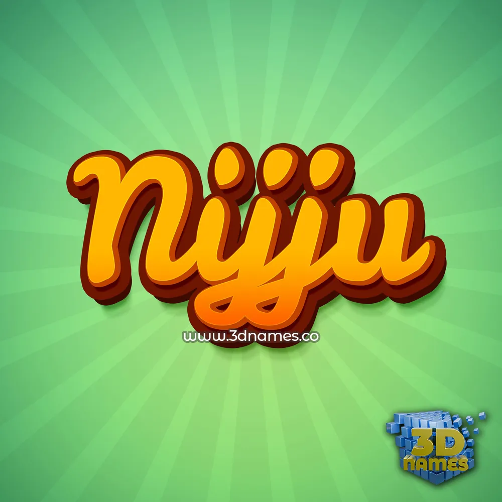 nijju in Green Rays style - 3D name wallpaper